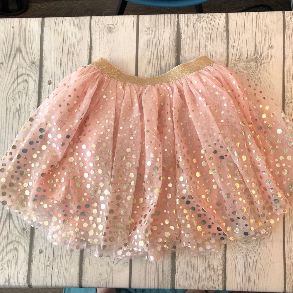 Tutu made of magical pink tulle w/ gold accents.